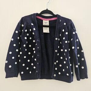 5/$25 OshKosh B’gosh Toddler Girls Polka Dot Cardigan Navy White Size 18M